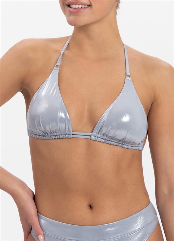 Metallic Silver triangle bikini top 