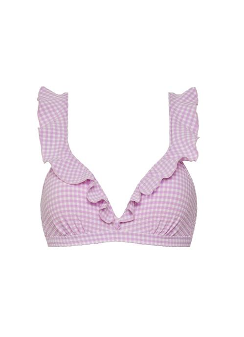 Lilac Check ruffle bikinitop 165125-558