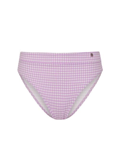 Lilac Check High-Waist Bikini-Hose 