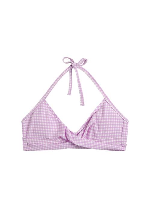 Lilac Check girls bikini top 