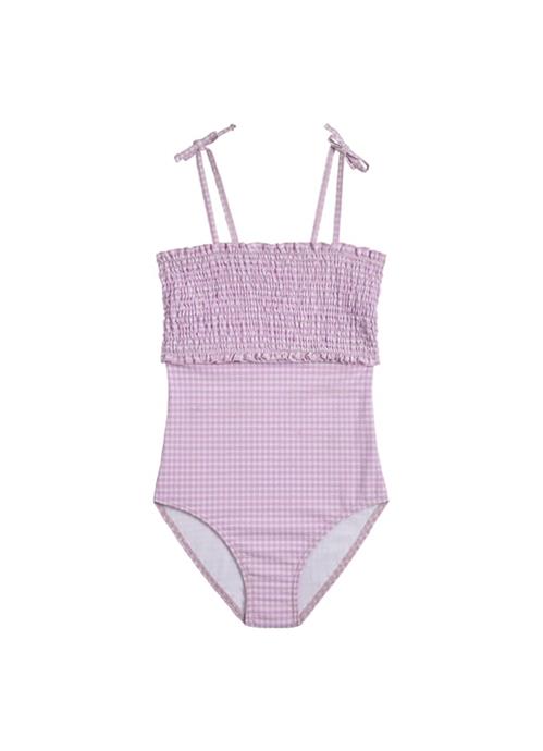 Lilac Check girls swimsuit 