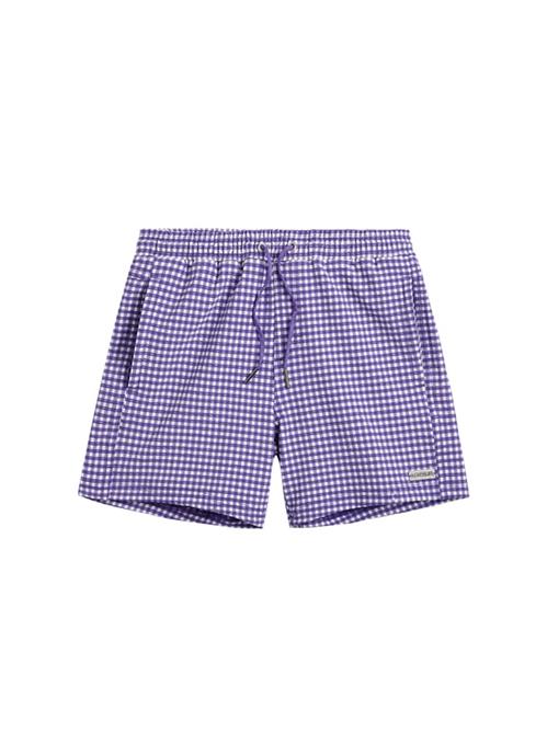 Purple Check boys swim shorts 