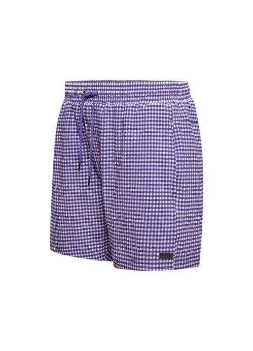 Purple Check men's swim shorts 