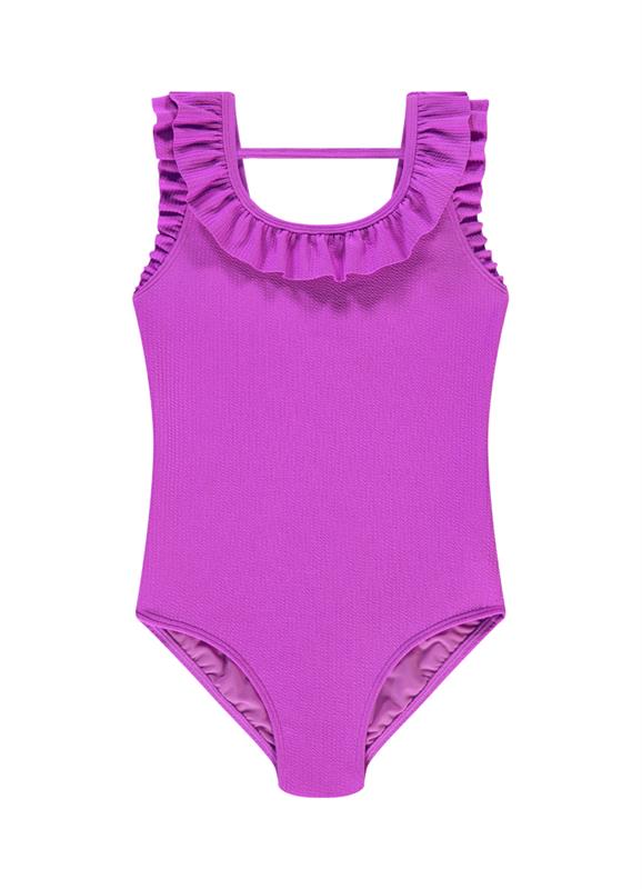 Purple Flash girls ruffle swimsuit 
