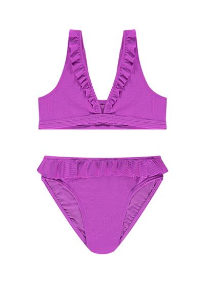 Purple Flash girls ruffle bikini set 