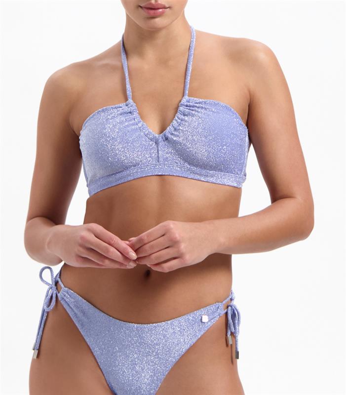 Lavender Glitter Plunge Bikini-Top 