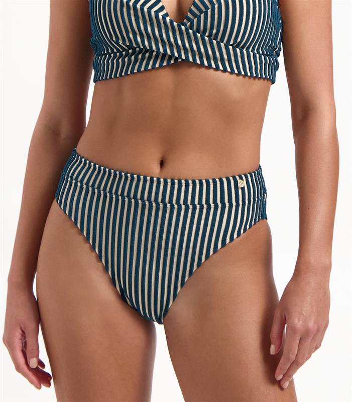 Knitted Stripe High-Waist Bikini-Hose 