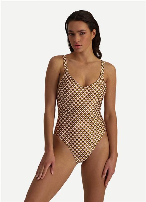 Geometric Play V-neck swimsuit 