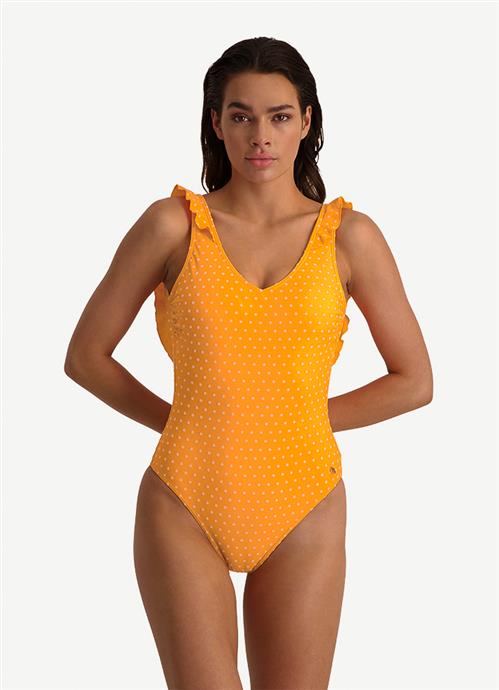 Velvet Dot ruffle swimsuit 