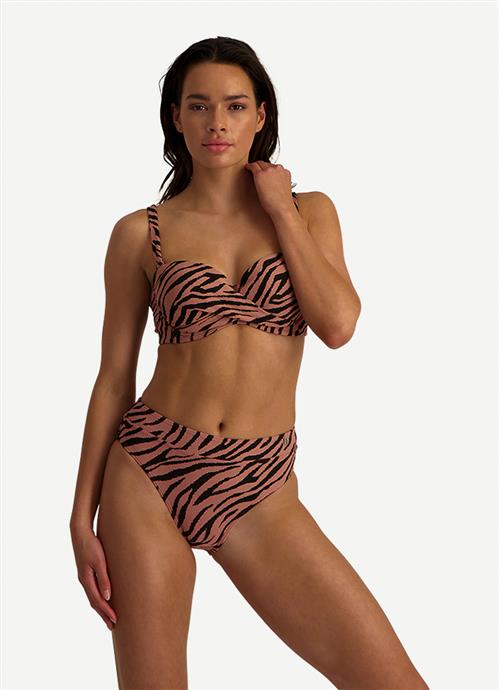 Rose Zebra High-Waist Bikini-Hose 