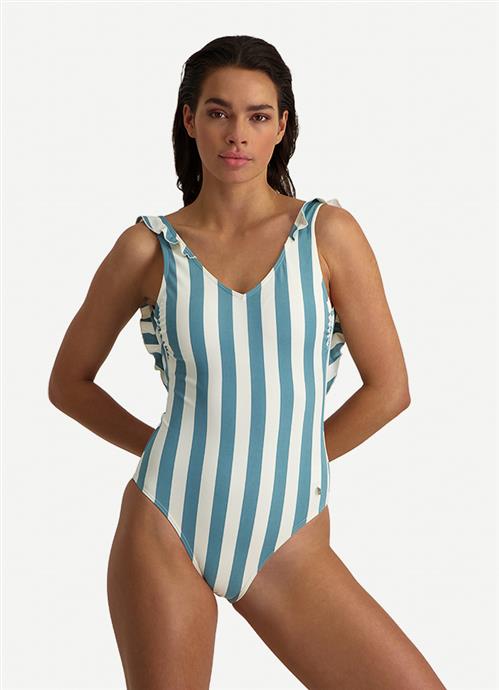 Bella Stripe ruffle swimsuit 
