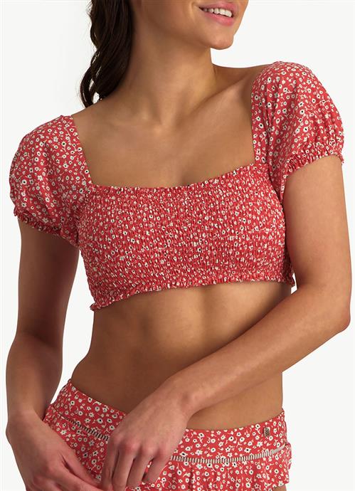 Ditsy Flower puff-sleeved Bikini-Top 