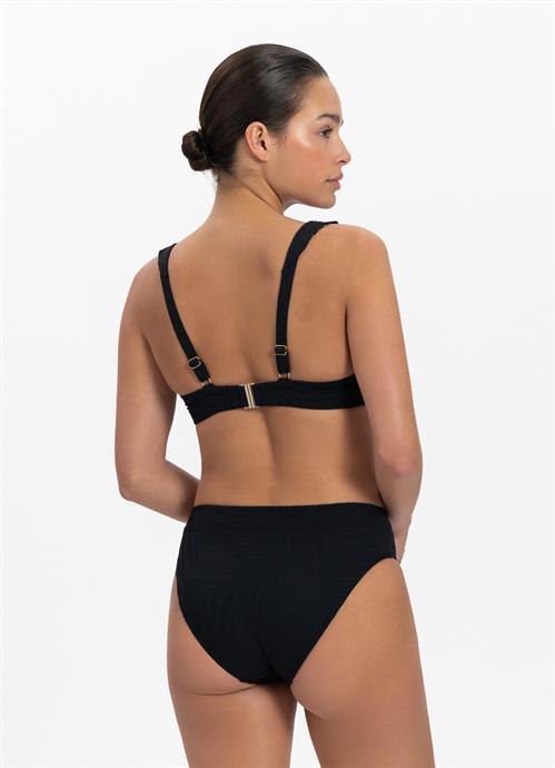 Black Swirl high-waist bikini bottom 