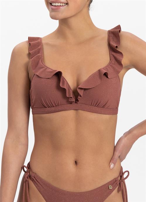 Rouge Shimmer ruffle bikini top 