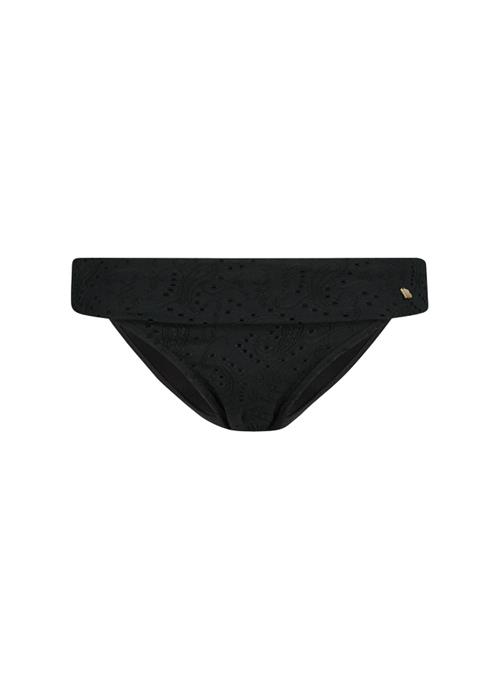 Black Embroidery turnover waistband bikini bottom 