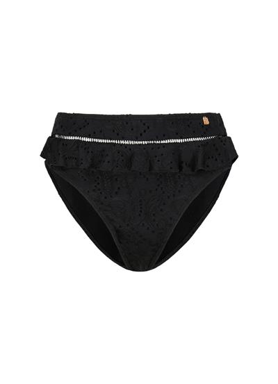 Black Embroidery high-waist bikini bottom 