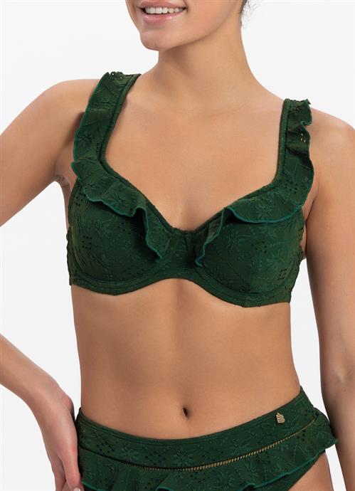 Green Embroidery support bikini top 