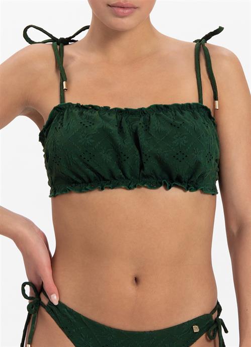 Green Embroidery Puffy-Bikini-Top 