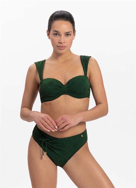 Green Embroidery bandeau bikini top 
