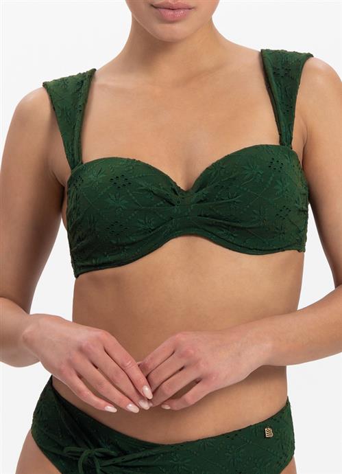 Green Embroidery Bandeau Bikini-Top 