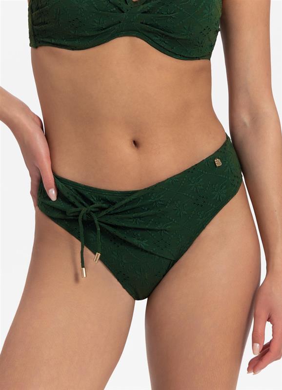 Green Embroidery high bikini bottom 