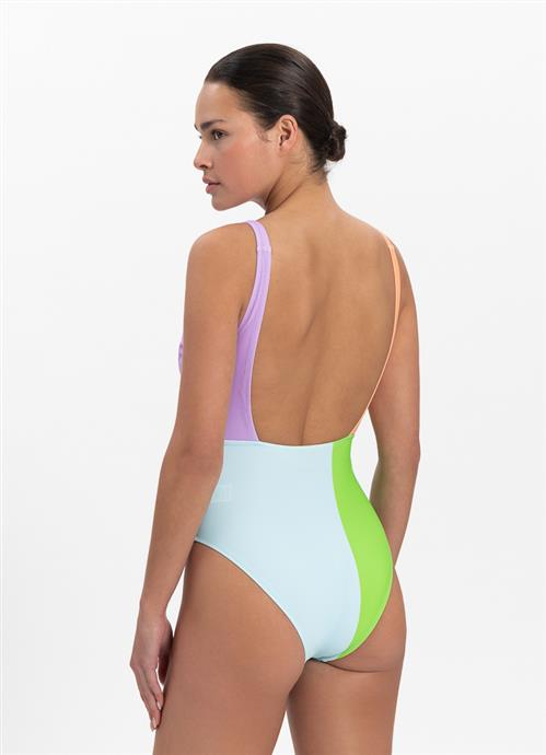 Colorblock square swimsuit 