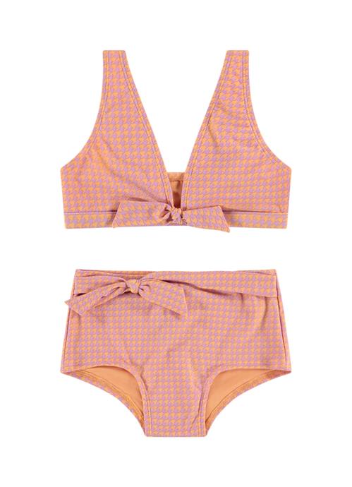 Pied de Poule Mini girls bow bikini set 